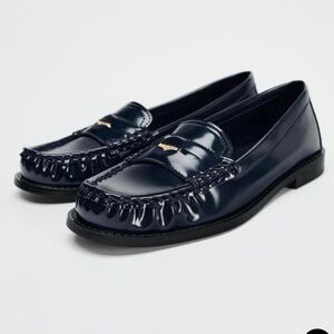 ZARA RUCHED LOAFERS WITH METALLIC DETAILS
